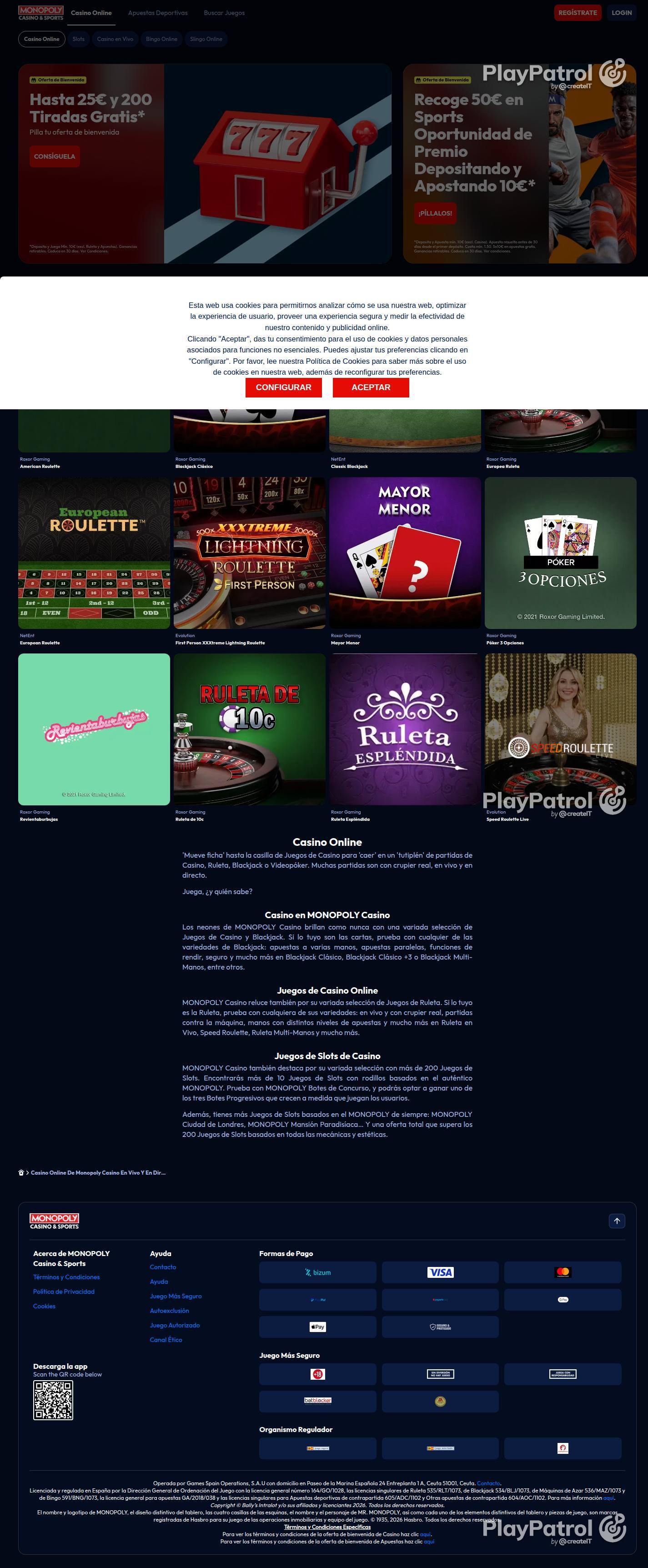 Full capture of Monopoly Casino recorded during the scan