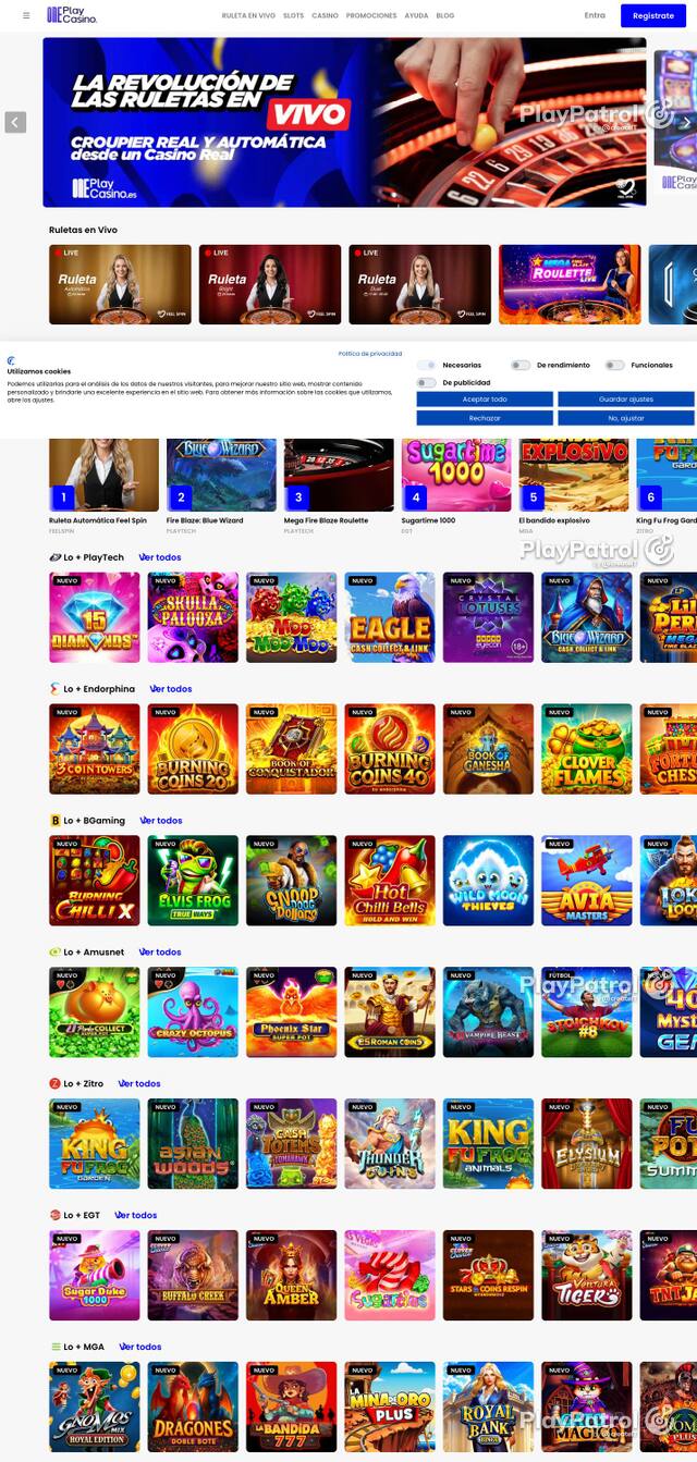 Capture of OnePlay Casino recorded during the scan