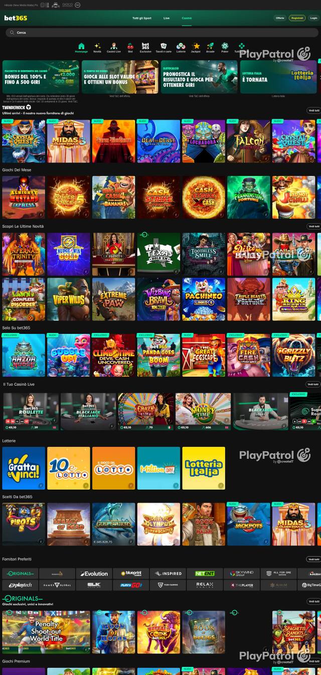 Homepage capture of bet365 recorded during the scan