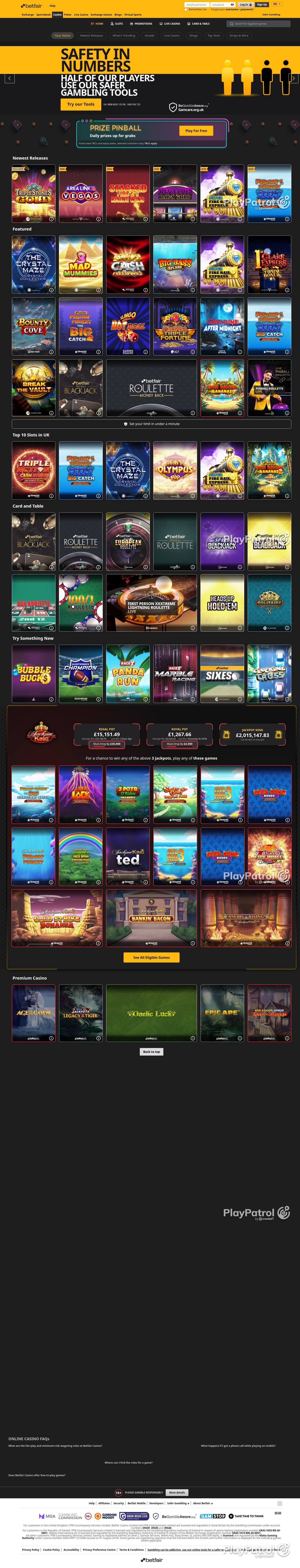 Full capture of Betfair Casino recorded during the scan
