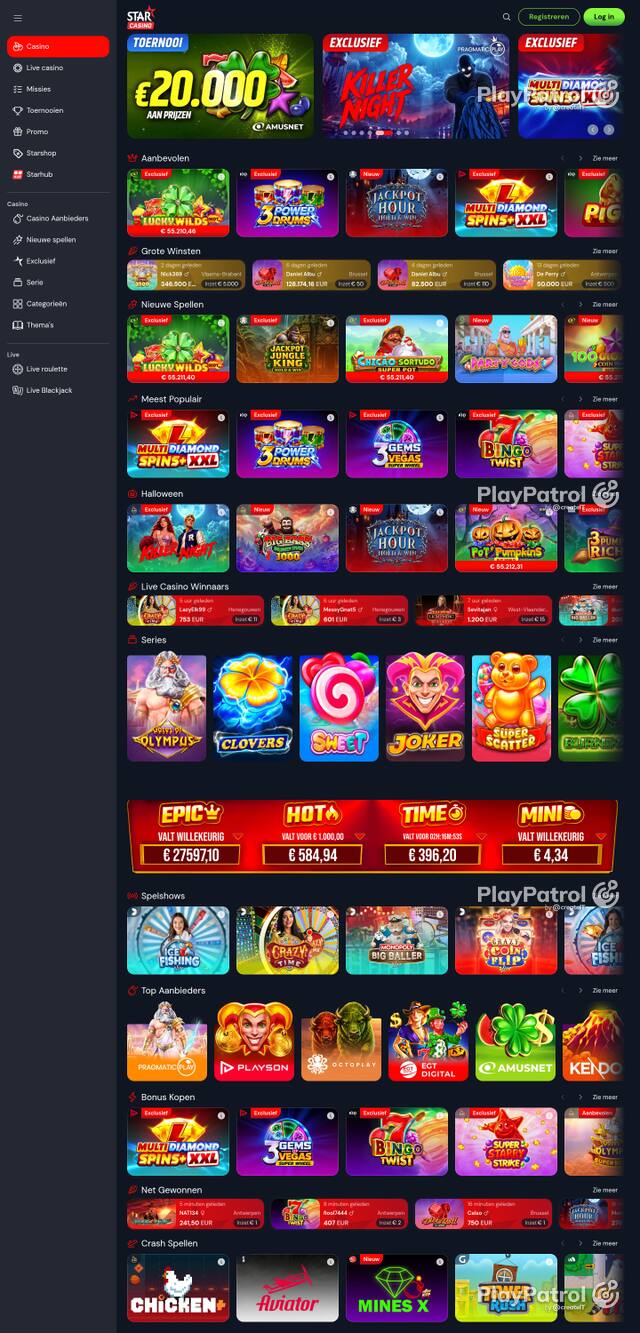 Capture of the front page of starcasino.be (starcasino.be) on 28 October 2026