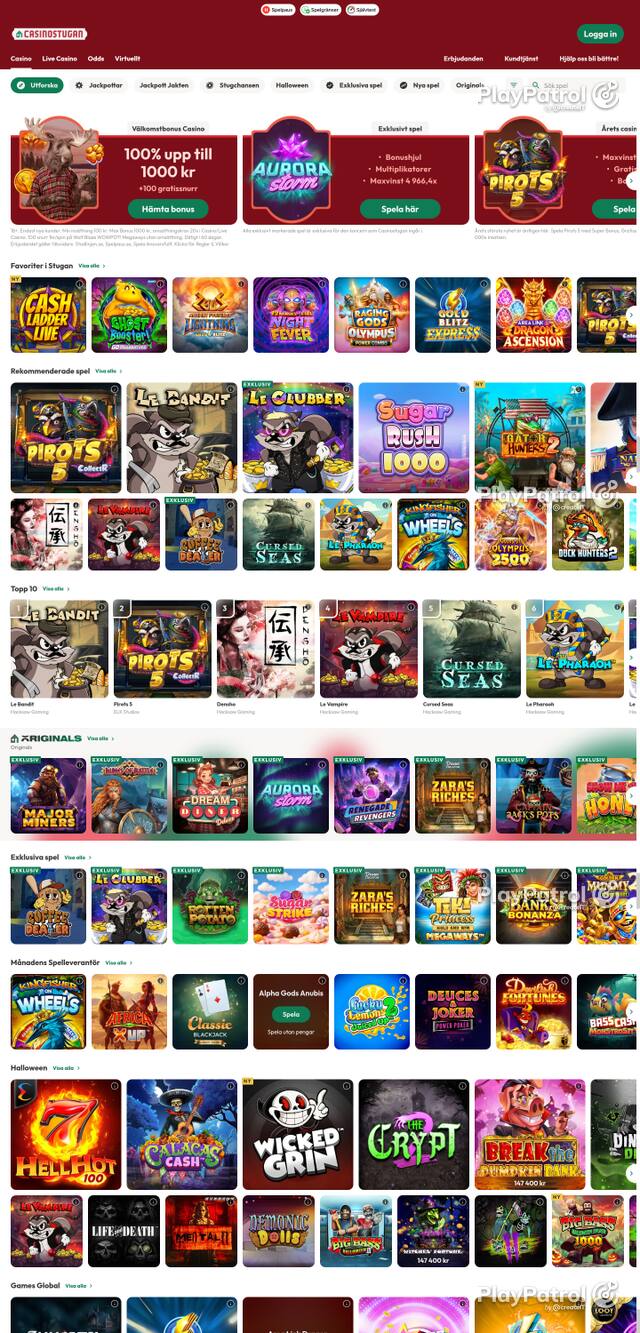 Capture of the front page of casinostugan.com (casinostugan.com) on 19 October 2026