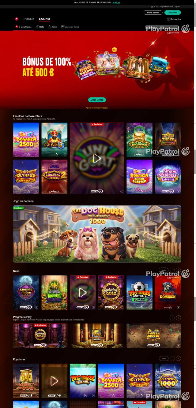 Capture of the front page of pokerstars.pt (pokerstars.pt) on 19 October 2026