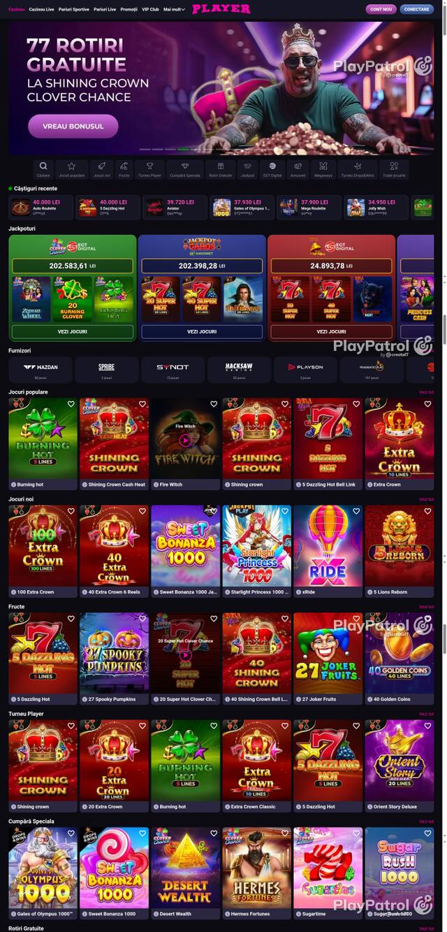 Capture of the front page of Player (player.ro) on 14 October 2026