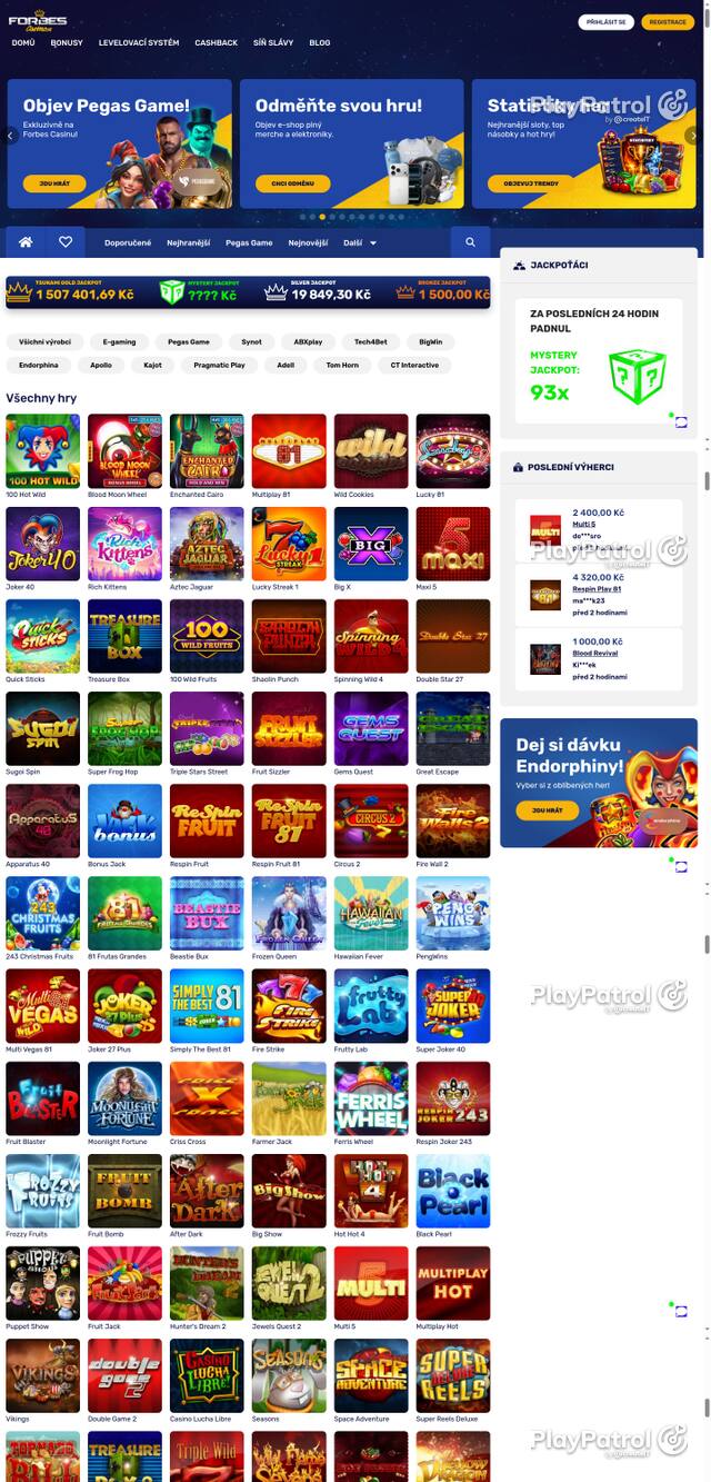 Capture of the front page of Forbes Casino (forbescasino.cz) on 17 October 2026