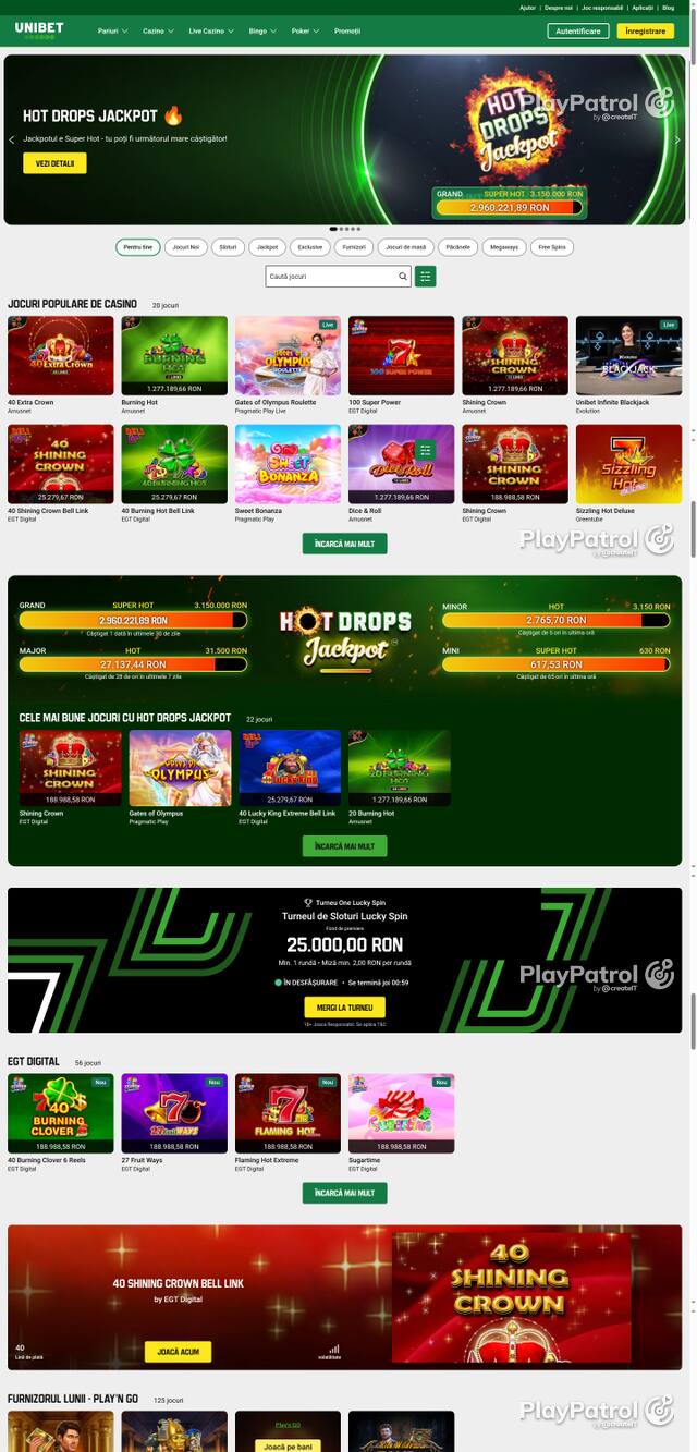 Capture of the front page of Unibet (unibet.ro) on 12 October 2026