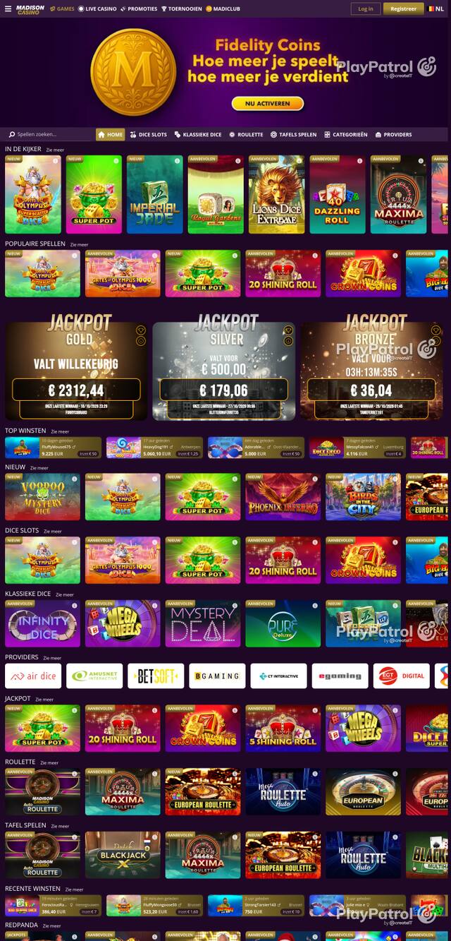 Capture of the front page of madisoncasino.be (madisoncasino.be) on 28 October 2026
