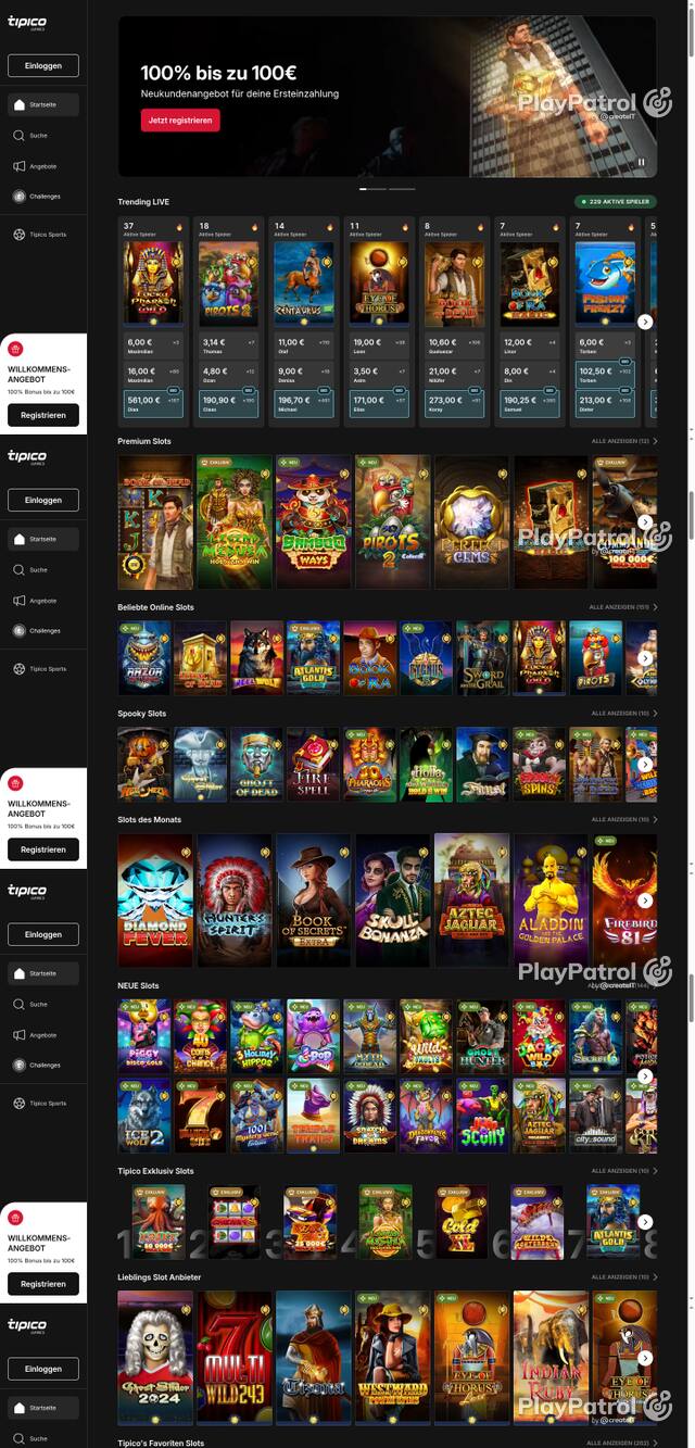 Front page of Tipico Games as captured on 28 October 2026