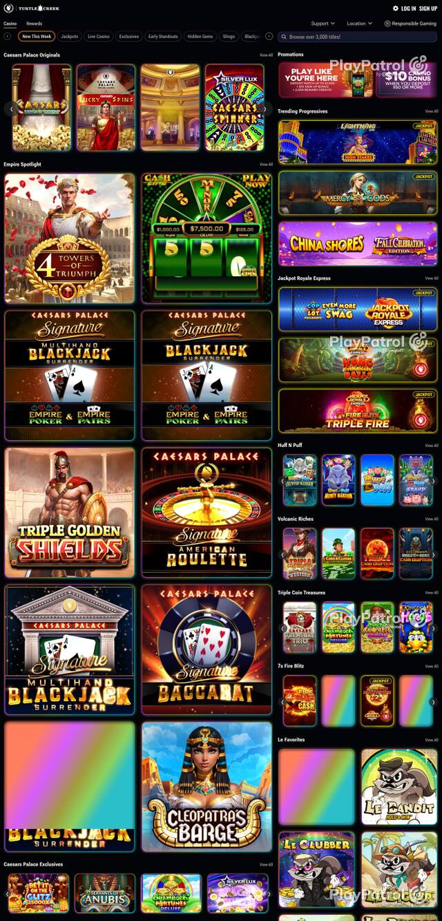 Capture of the front page of caesarspalaceonline.com (caesarspalaceonline.com) on 26 October 2026