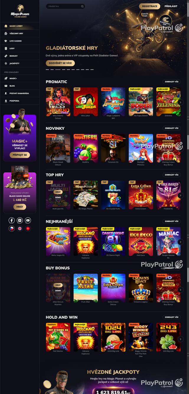 Capture of the front page of Magic Planet (magicplanet.cz) on 18 October 2026