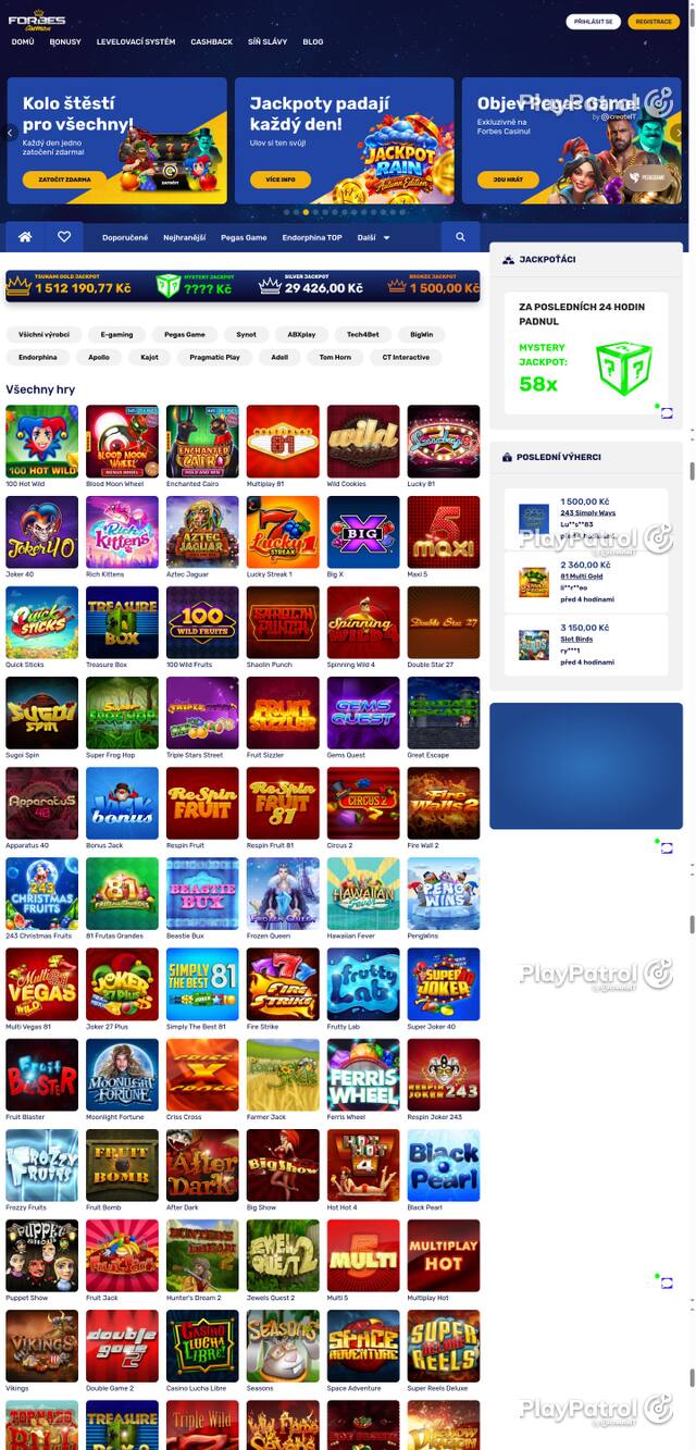 Capture of the front page of Forbes Casino (forbescasino.cz) on 20 October 2026