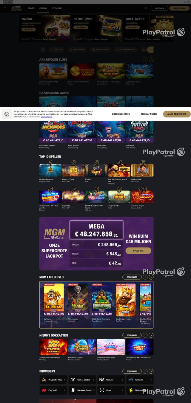 Homepage capture of BetMGM recorded during the scan
