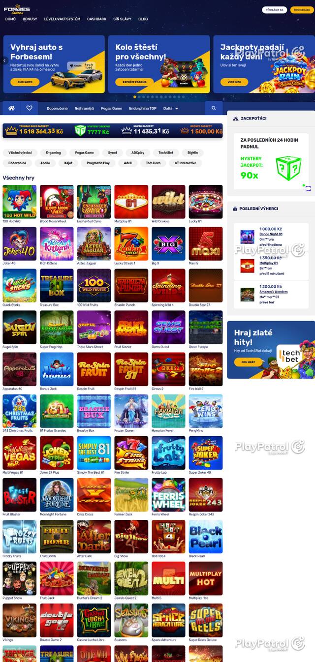 Capture of the front page of Forbes Casino (forbescasino.cz) on 24 October 2026