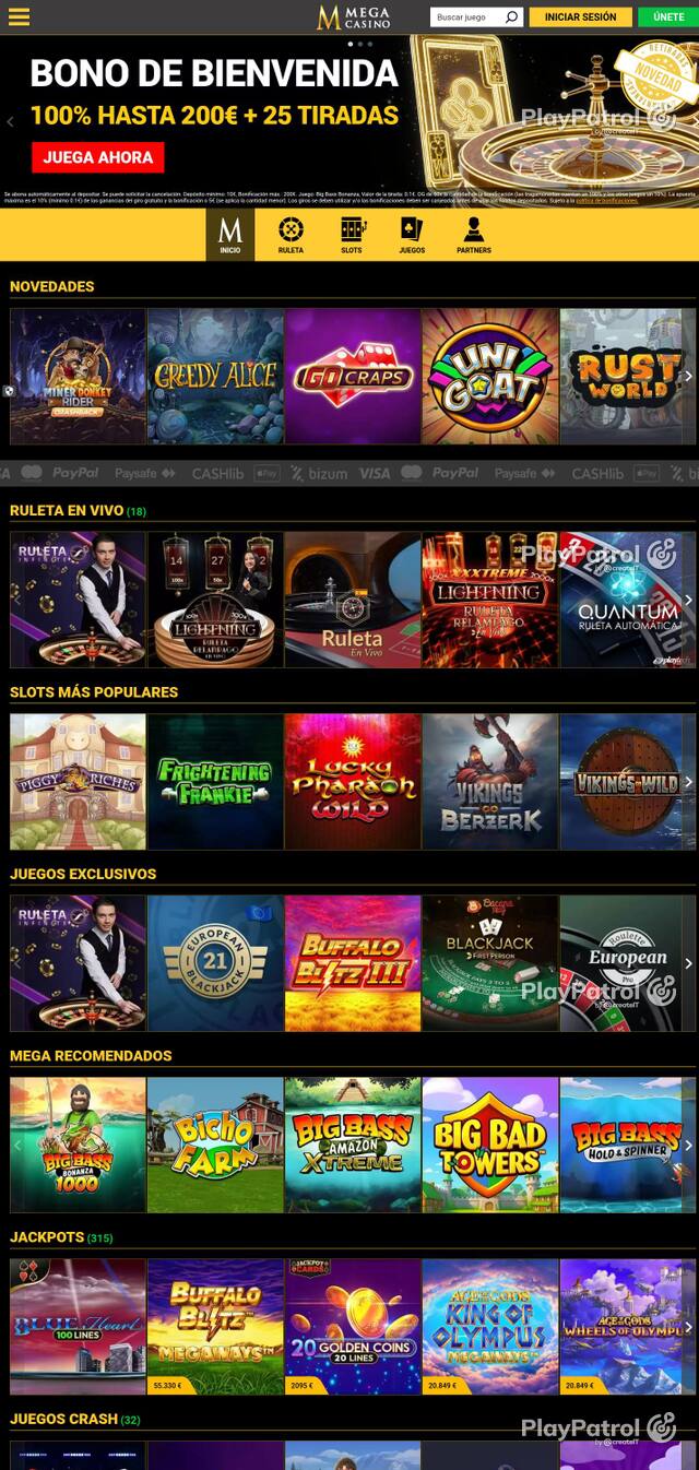 Capture of Mega Casinos recorded during the scan