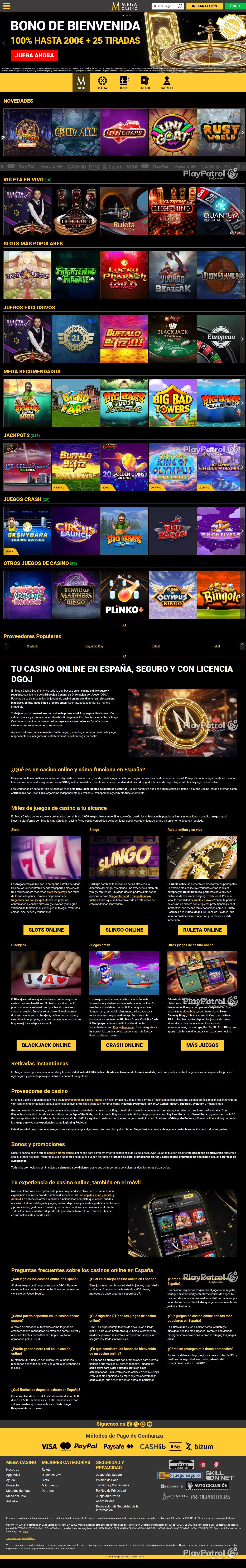 Full capture of Mega Casinos recorded during the scan