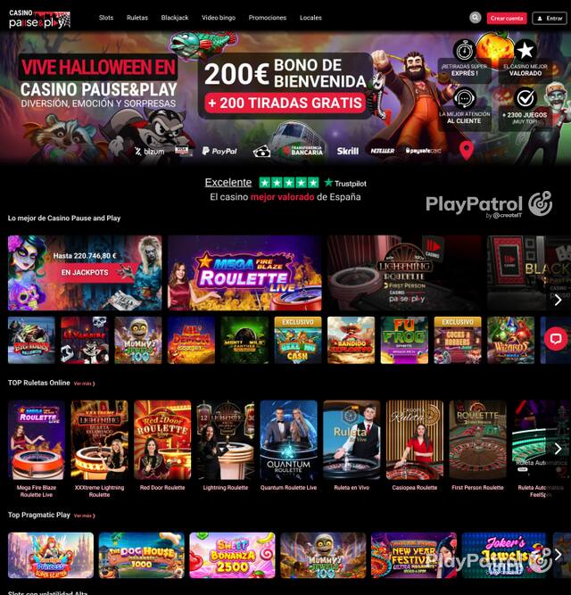 Capture of the front page of Casino Pause and Play (casinopauseandplay.es) on 3 October 2026