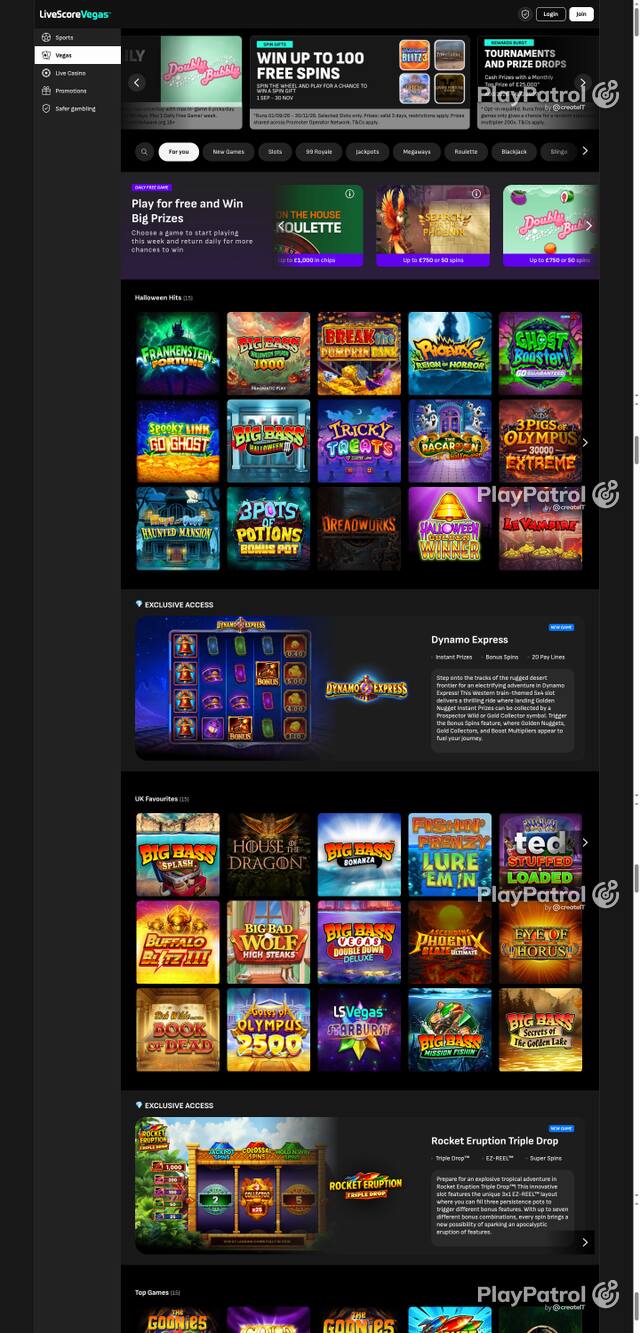 Capture of the front page of LiveScore Vegas (livescorebet.com) on 17 October 2026