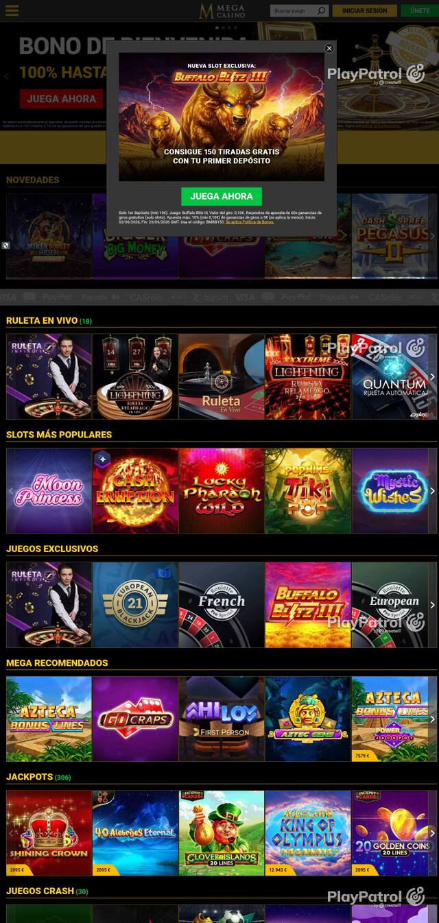 Capture of Mega Casinos recorded during the scan