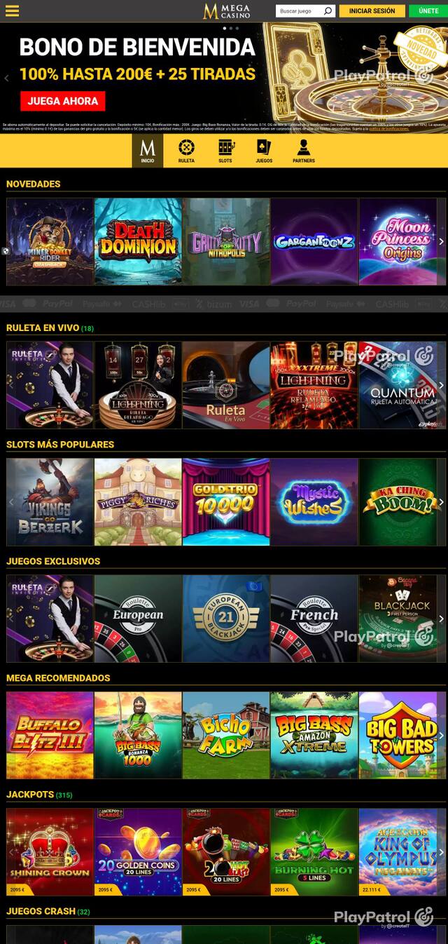 Capture of Mega Casinos recorded during the scan