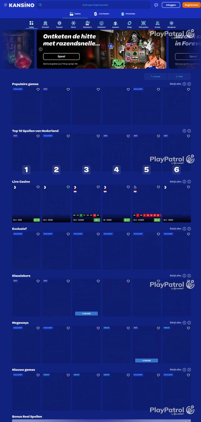 Homepage capture of Kansino.nl recorded during the scan