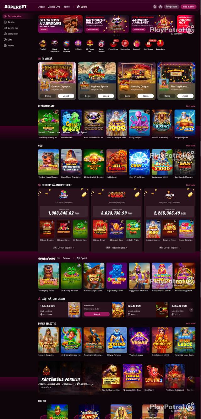 Capture of the front page of Superbet (superbet.ro) on 7 October 2026