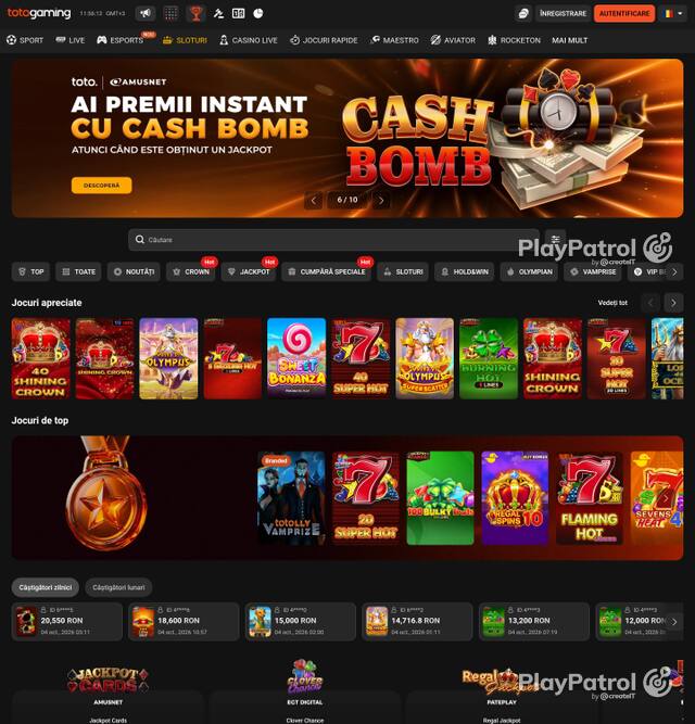 Capture of the front page of Totogaming (totogaming.ro) on 4 October 2026