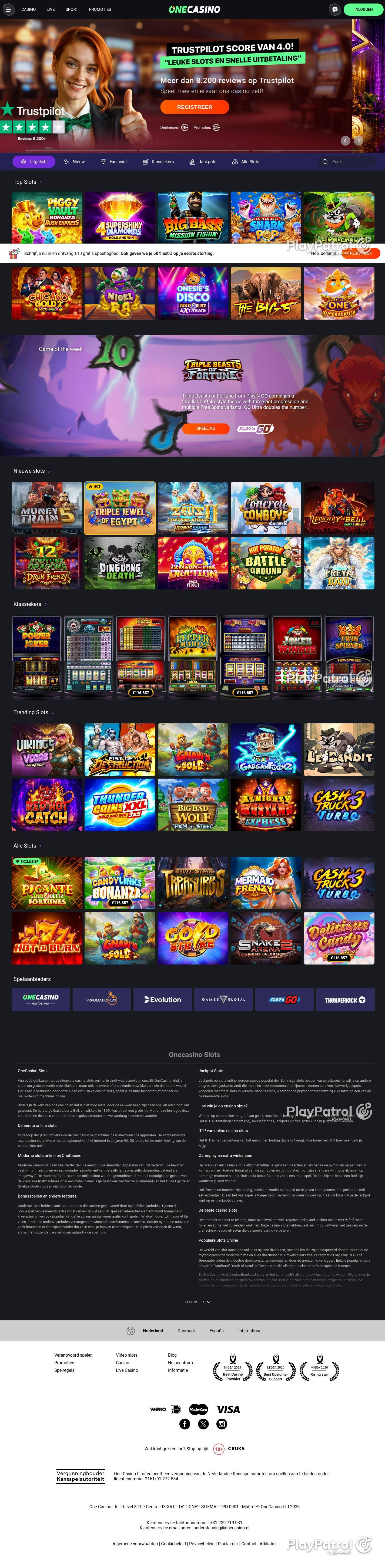 Full capture of One Casino recorded during the scan