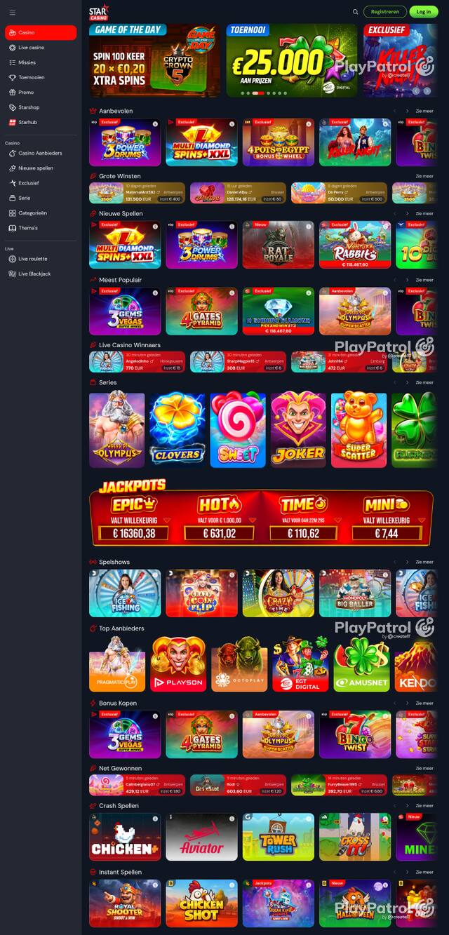 Capture of the front page of starcasino.be (starcasino.be) on 22 October 2026