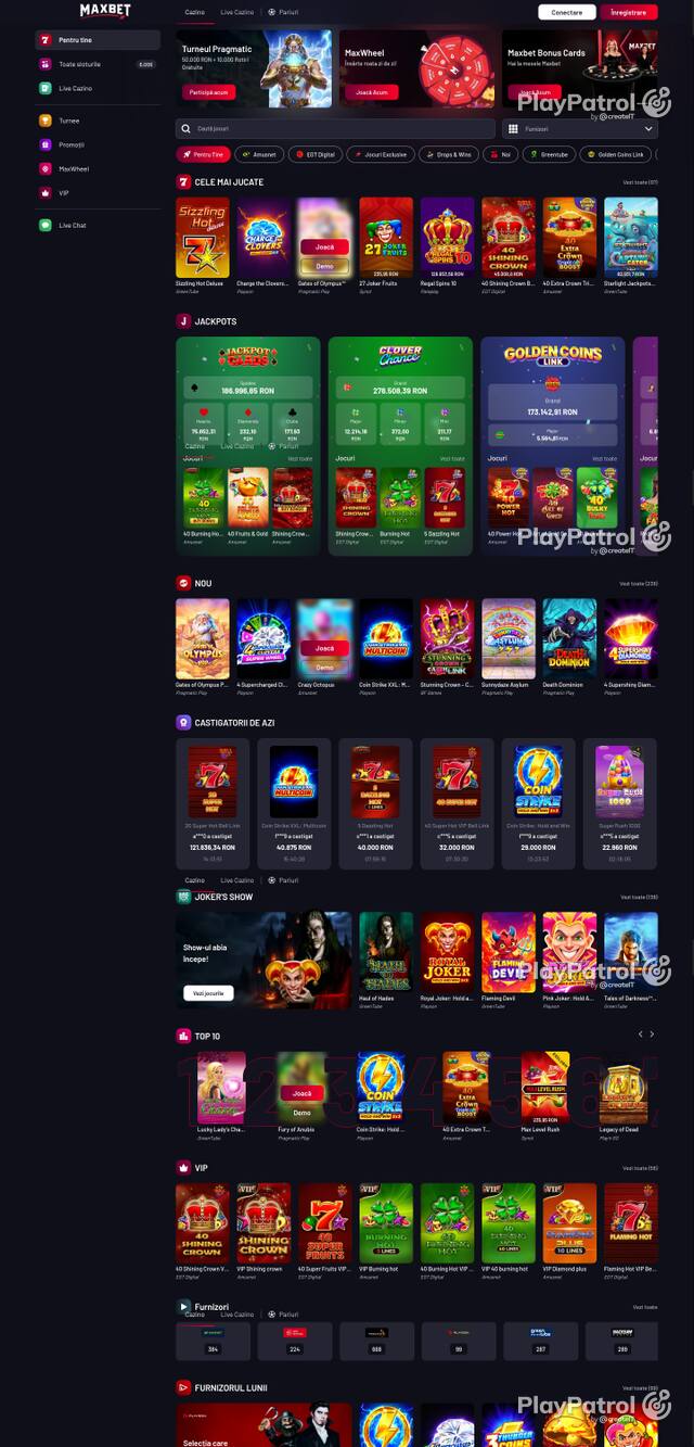 Capture of the front page of Maxbet (maxbet.ro) on 22 October 2026
