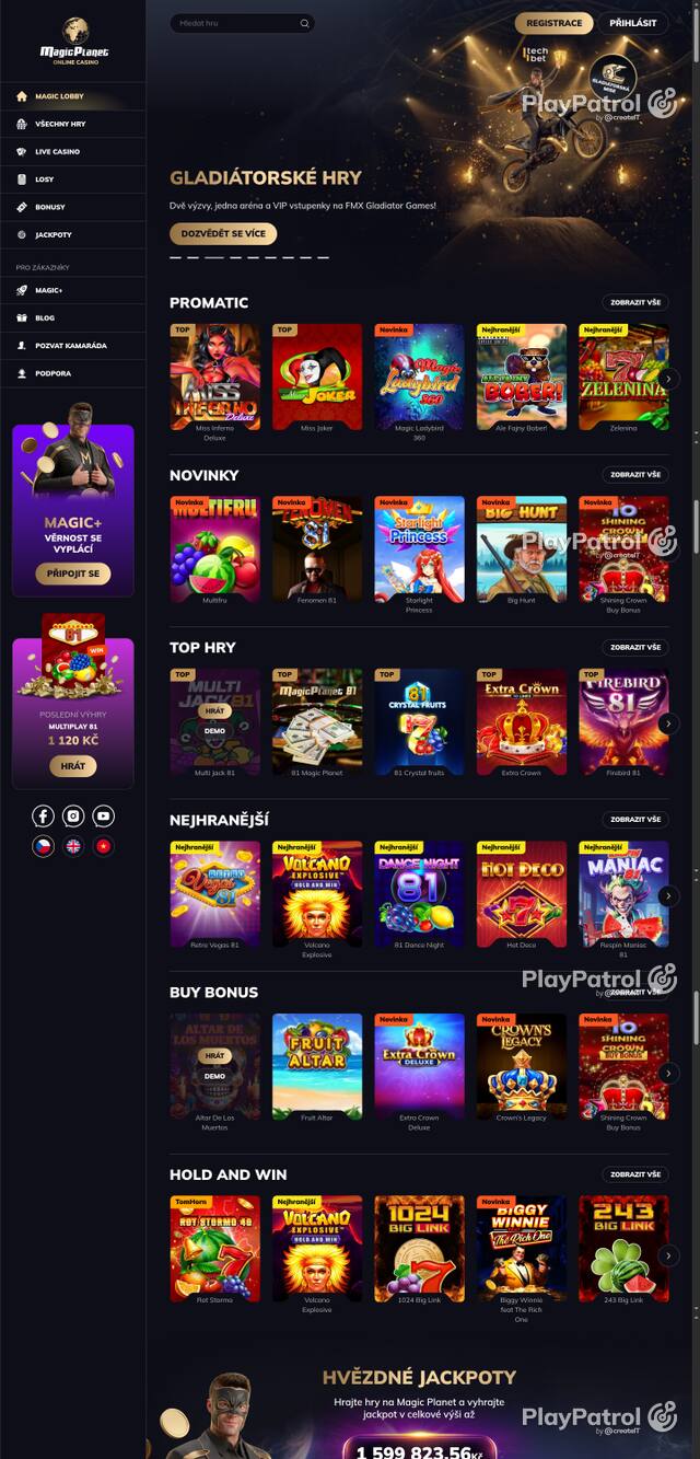 Capture of the front page of Magic Planet (magicplanet.cz) on 11 October 2026