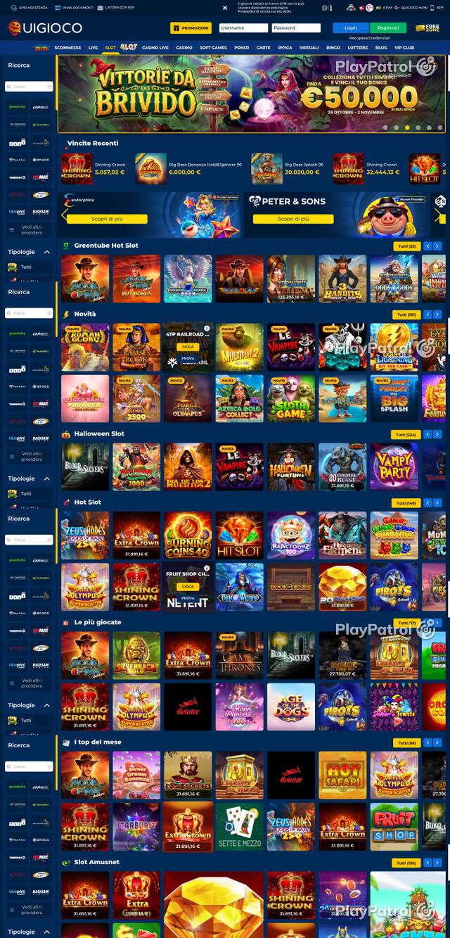 Capture of the front page of Quigioco (quigioco.it) on 30 October 2026