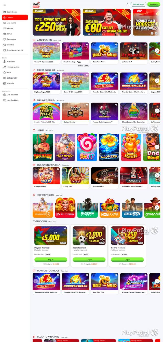 Capture of the front page of Starcasino (starcasino.nl) on 4 October 2026