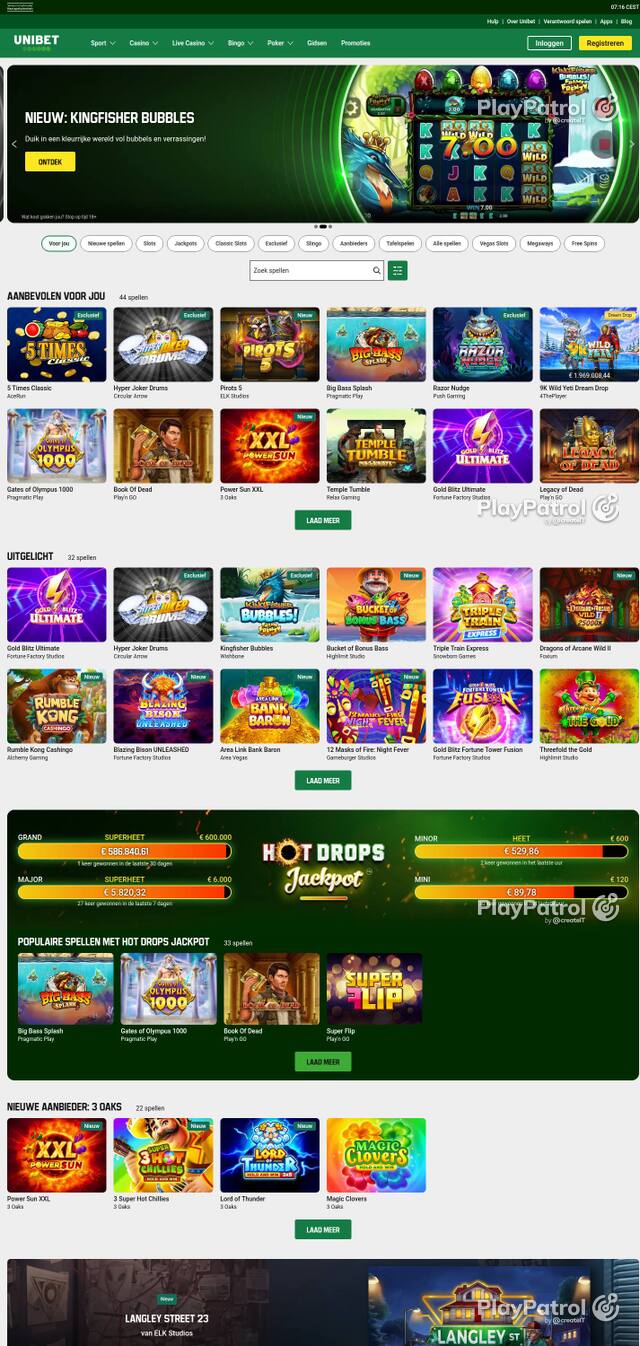 Capture of Unibet recorded during the scan