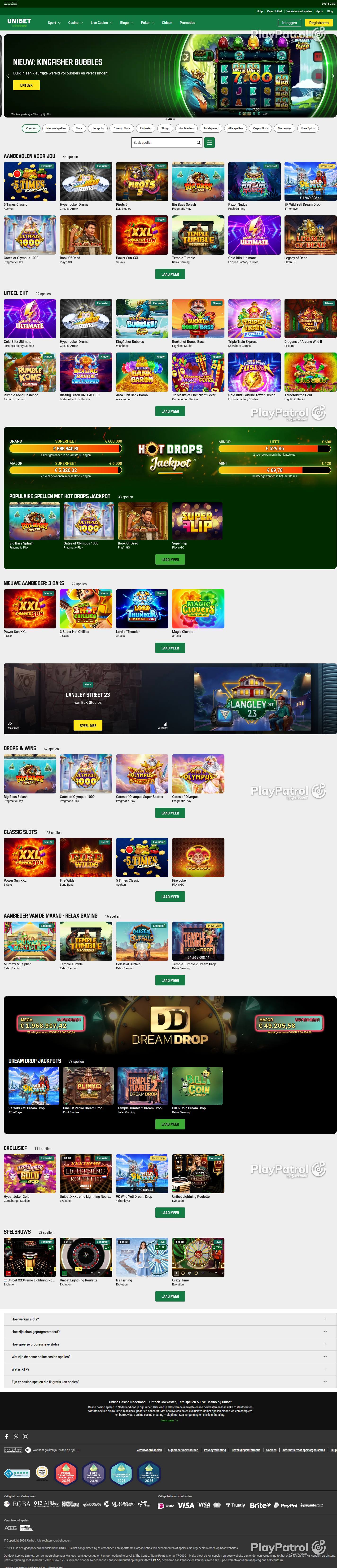 Full capture of Unibet recorded during the scan