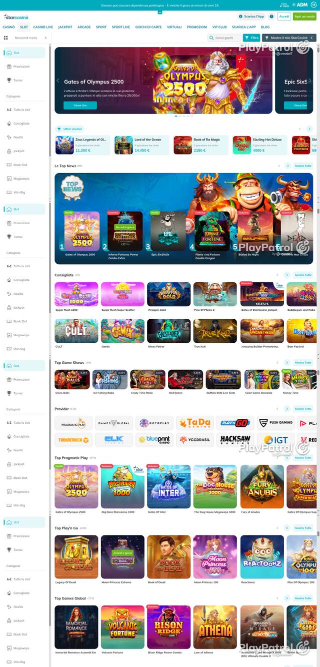 Capture of the front page of StarCasinò (starcasino.it) on 30 October 2026