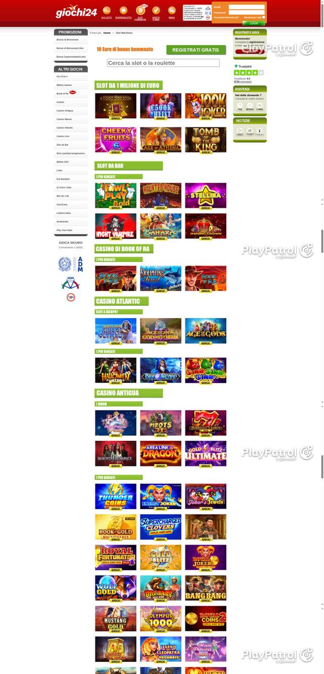 Capture of the front page of Giochi24 (giochi24.it) on 28 October 2026