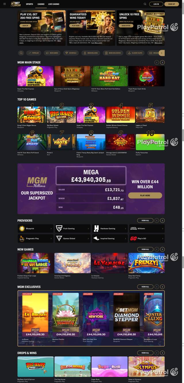 Capture of the front page of BetMGM UK (betmgm.co.uk) on 6 October 2026