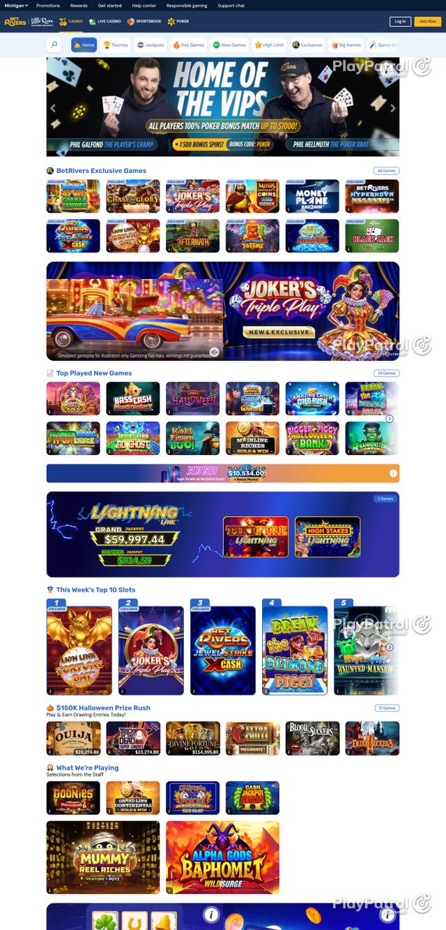 Capture of the front page of mi.betrivers.com (mi.betrivers.com) on 25 October 2026