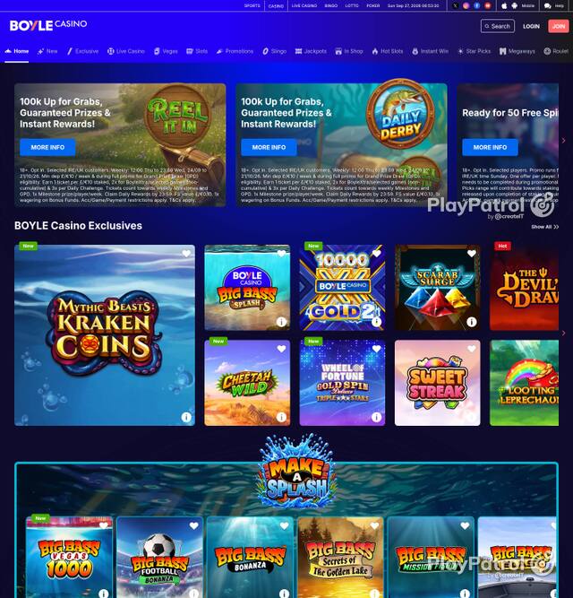 Capture of BoyleSports Casino recorded during the scan