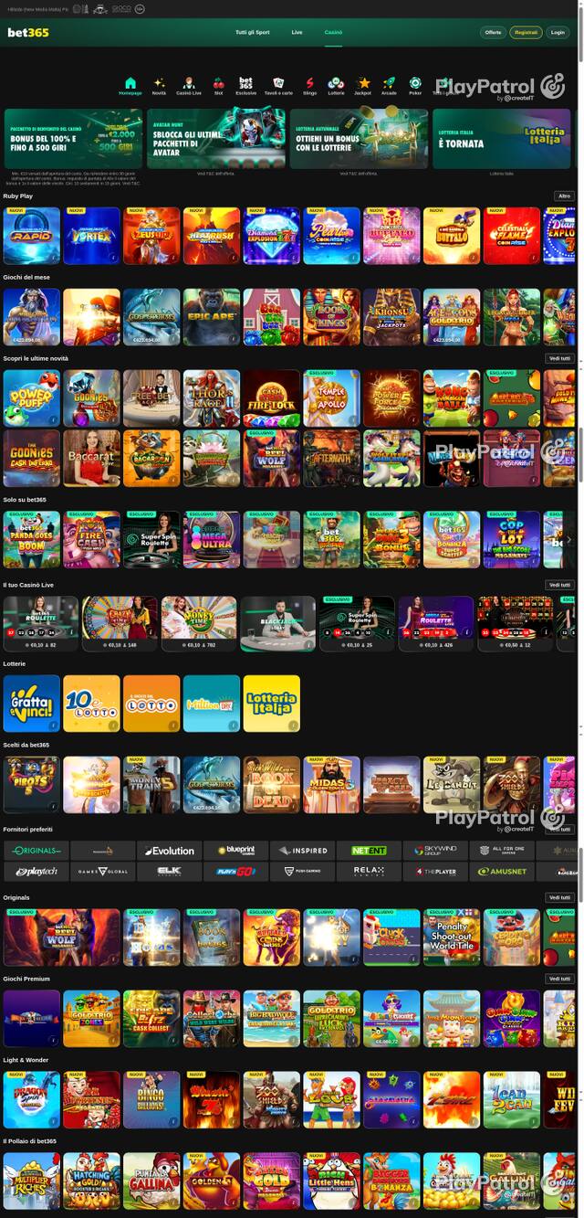 Capture of the front page of bet365 (casino.bet365.it) on 14 October 2026