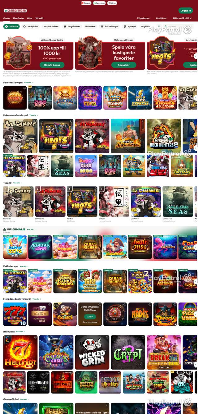 Capture of the front page of casinostugan.com (casinostugan.com) on 26 October 2026