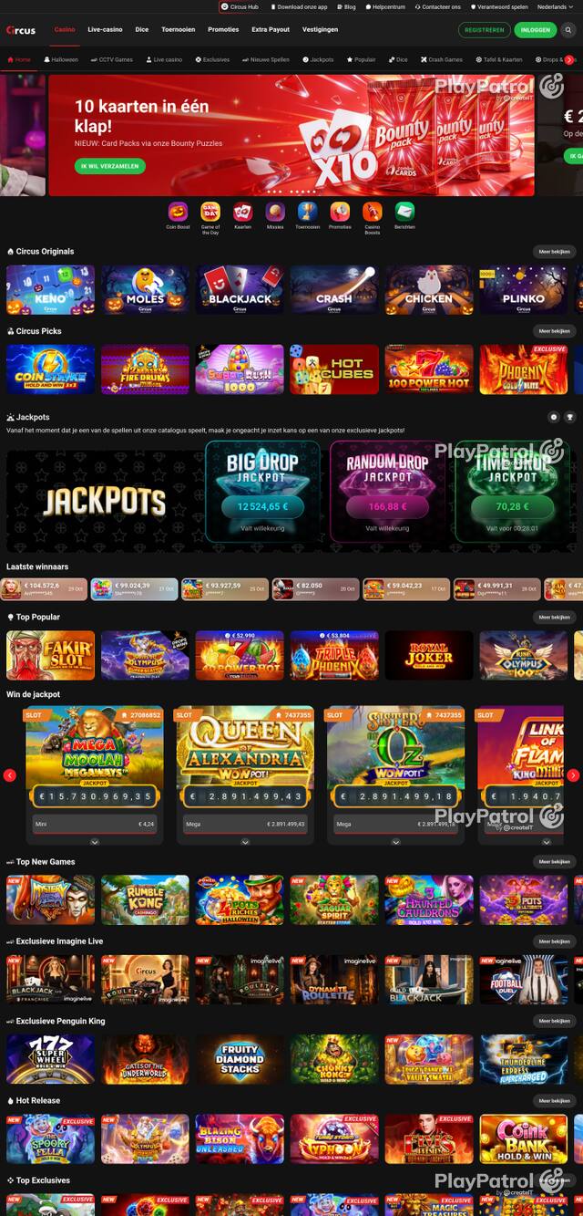 Capture of the front page of circus-casino.be (circus-casino.be) on 30 October 2026