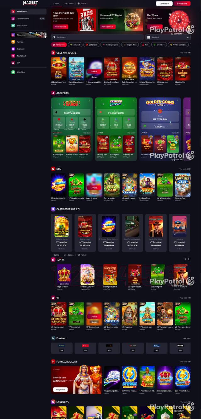 Capture of the front page of Maxbet (maxbet.ro) on 13 October 2026