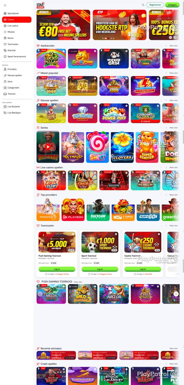 Capture of the front page of Starcasino (starcasino.nl) on 15 October 2026