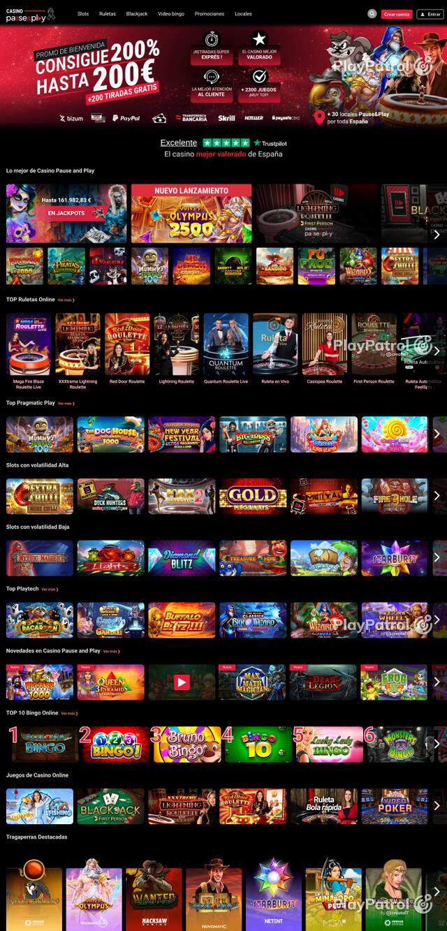 Capture of the front page of Casino Pause and Play (casinopauseandplay.es) on 30 October 2026