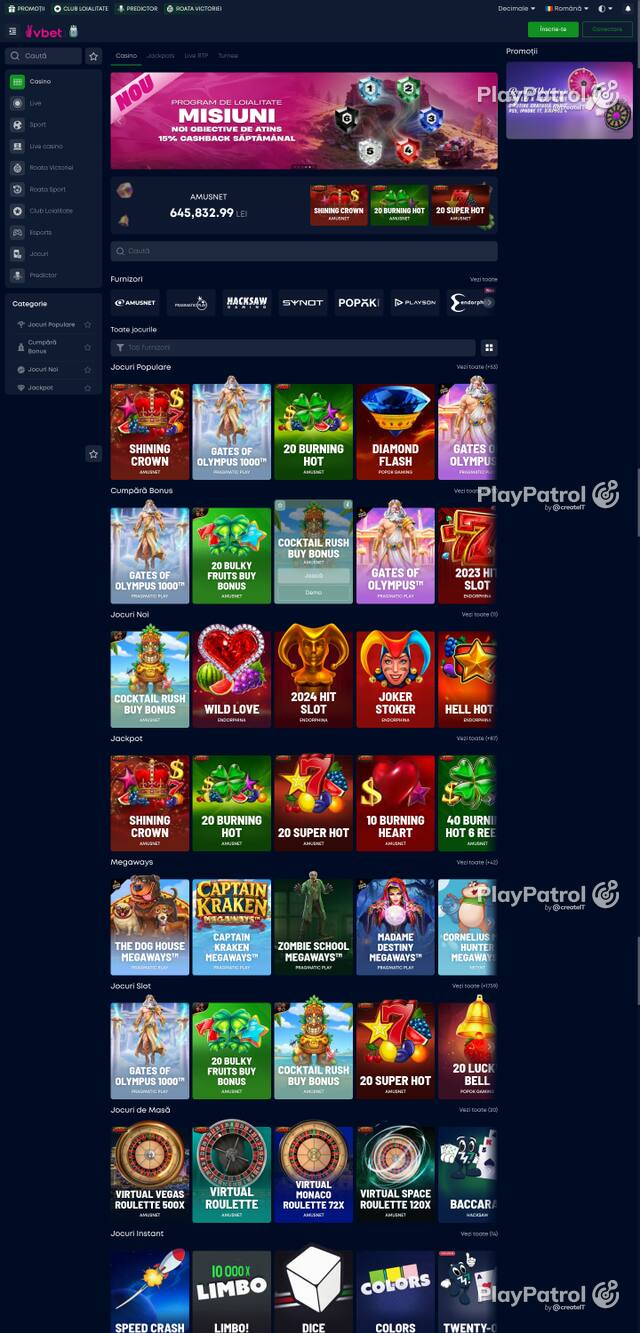 Capture of the front page of VictoryBet (victorybet.ro) on 6 October 2026