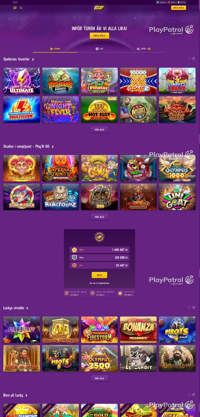 Front page of luckycasino.com as captured on 27 October 2026