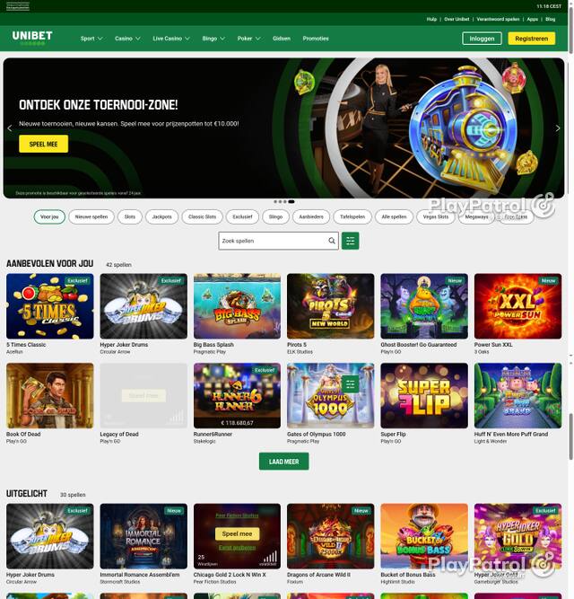 Capture of the front page of Unibet (unibet.nl) on 7 October 2026
