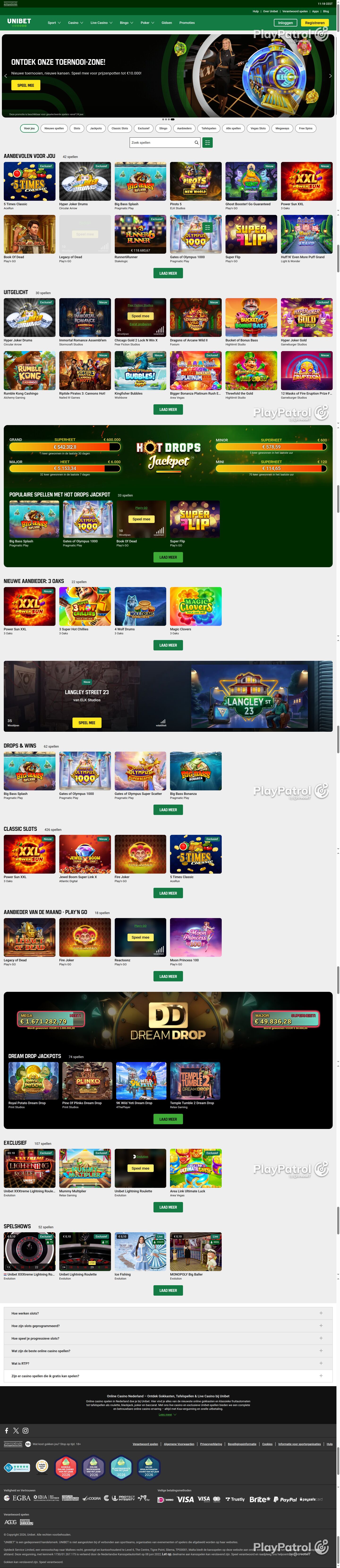 Full capture of Unibet recorded during the scan