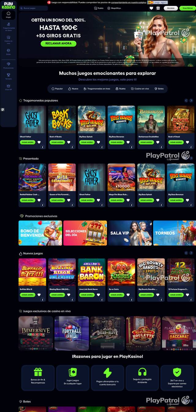 Homepage capture of PlayKasino recorded during the scan